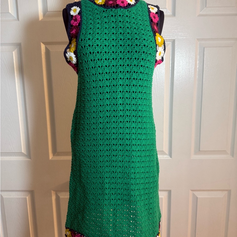 Crochet Mini Dress with Halter Neckline